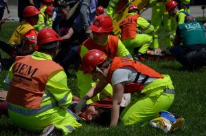 Simulacro emergencia Port Fórum Barcelona atención heridos