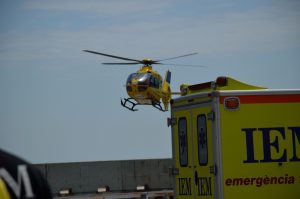 Simulacro emergencia Port Fórum Barcelona intervención helicóptero