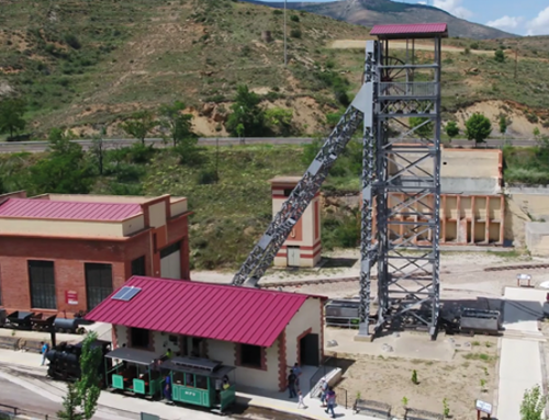 Vía del tren minero de Utrillas a vista de dron